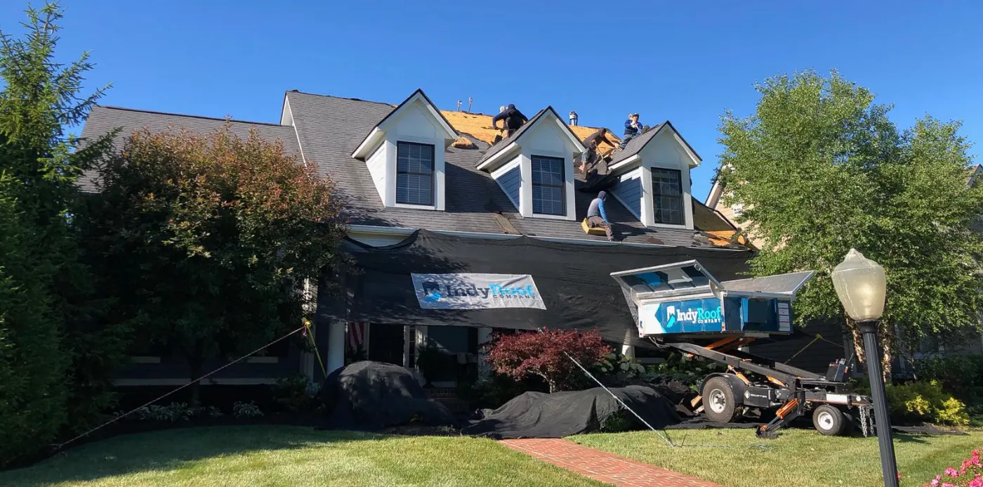 Storm damage documentation on a Delphi commercial building